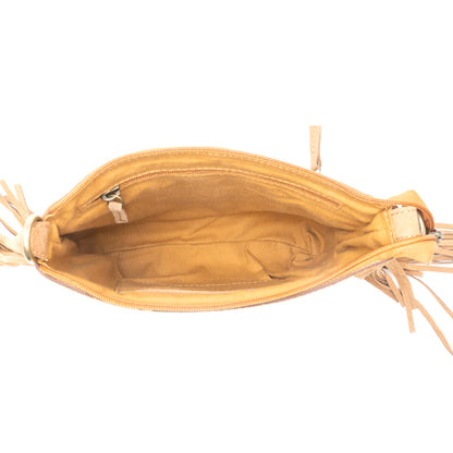 Sonora Charm Handtooled Bag in Brown & White