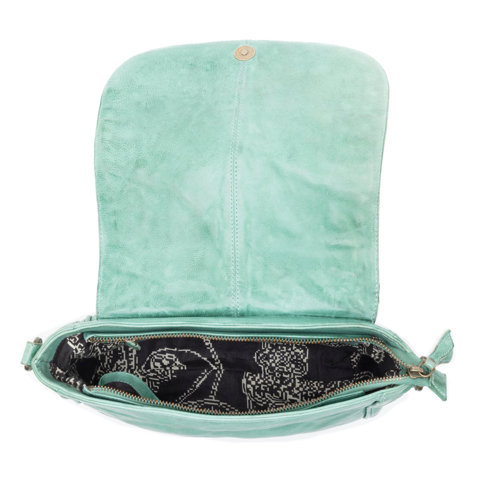 Western Scout Leather Crossbody Bag in Turquoise