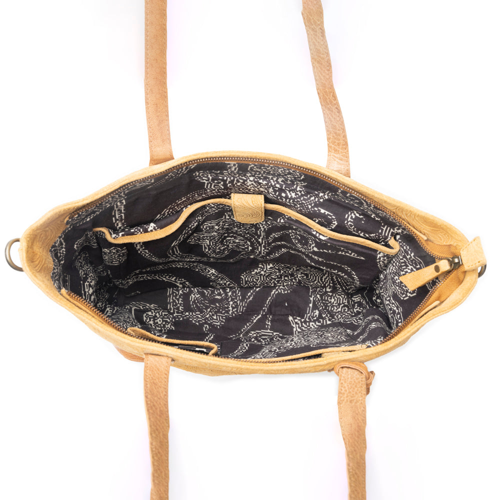 Amber Dune Leather Bag in Rustic Mustard