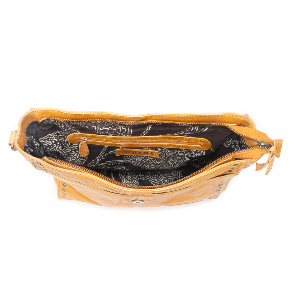 Western Rune Leather Crossbody Bag in Orange