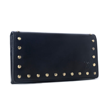 Yellowstone Caldera Leather Wallet with Rivets in Ash