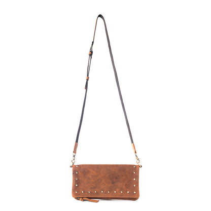 Yellowstone Palisade Clutch Bag with Rivets in Amber