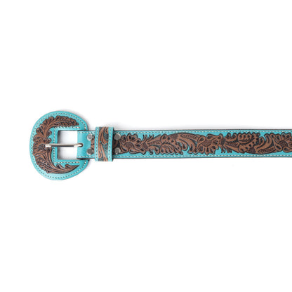 Barrel Bloom Leather Belt in Mahogany Brown