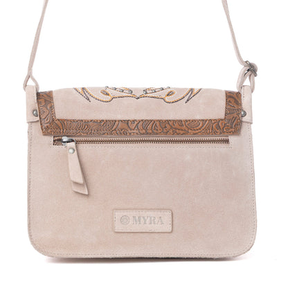 Myra Amberwood Suede Leather Boot Embroidered Leather Bag in Amber