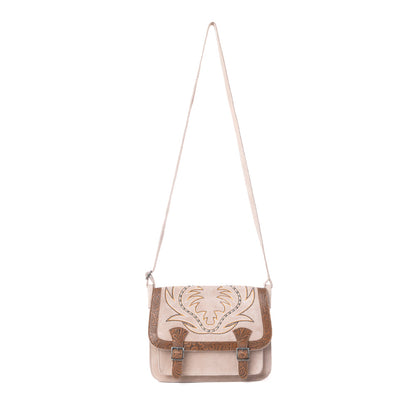 Myra Amberwood Suede Leather Boot Embroidered Leather Bag in Amber