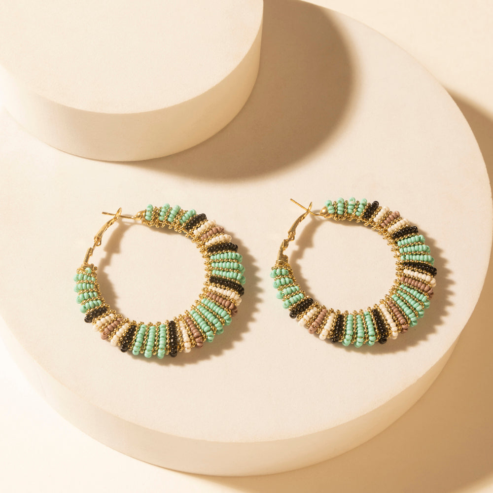 Myra Mesa Moonrise Beaded Hoop Earrings in Moonlit Blue