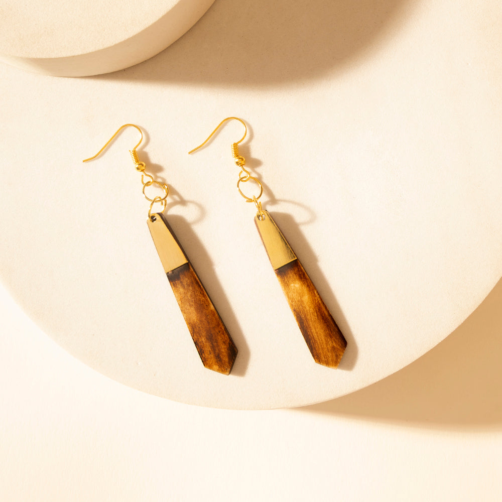 Myra Brindle Trail Drop Earrings in Smoke Tan
