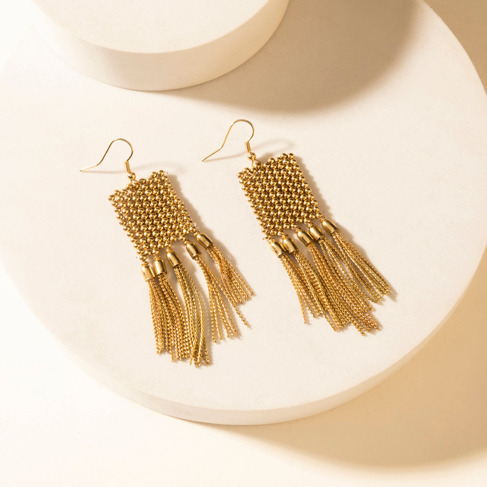 Myra Lanternlight Tassel Earrings in Chime Gold