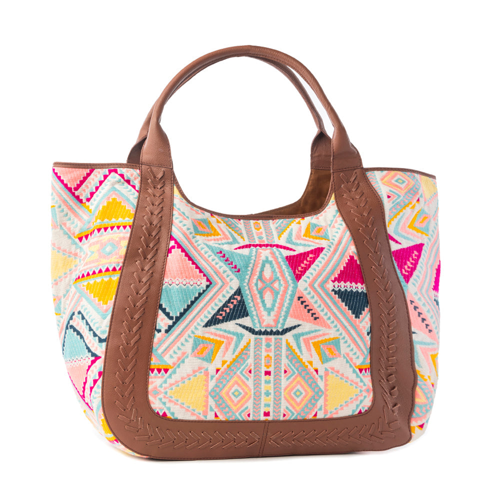 Myra Sedona Horizon Jacquard Tote Bag in Sunset Coral