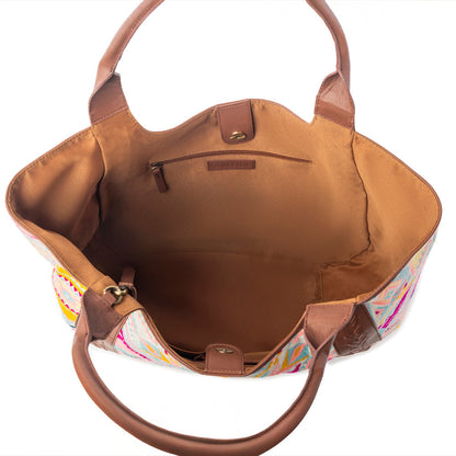 Myra Sedona Horizon Jacquard Tote Bag in Sunset Coral