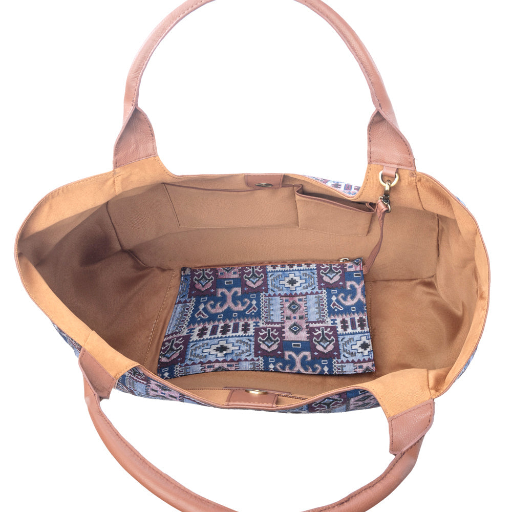 Myra Wagon Trail Jacquard Tote Bag in Dusty Lilac