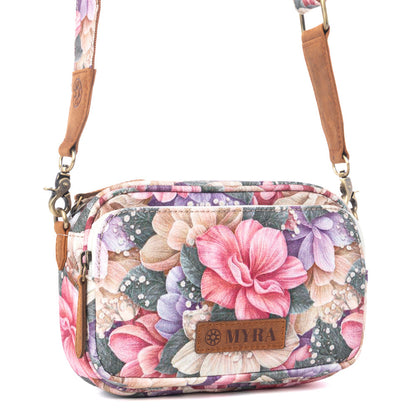 Myra Meadow Song Cotton & Leather Crossbody Bag in Meadow Blush