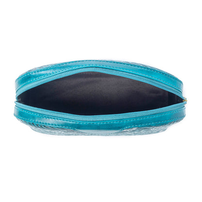 Myra Helena Bloom Embossed Leather Multi-pouch in Sierra Blue