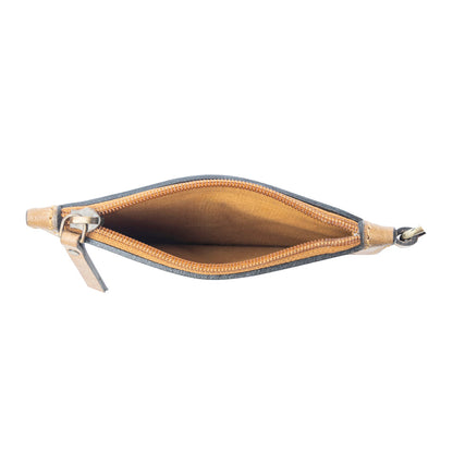 Myra Sierra Scroll Handtooled Card Holder in Bronco Umber