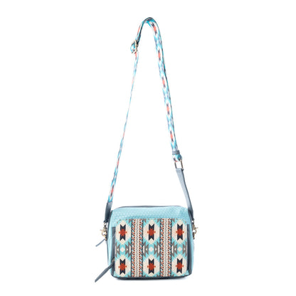 Myra Pueblo Charm Aztec Crossbody Bag in Frontier Blue