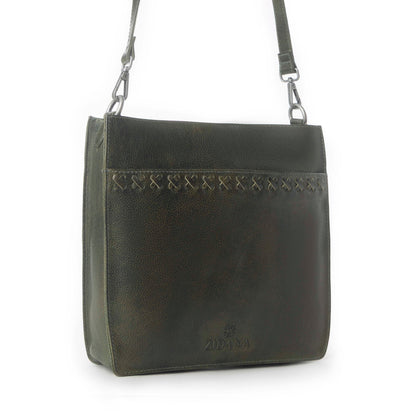 Myra Zidana Mirelle Woven Veg Tanned Leather Sling Bag in Oliva Nero