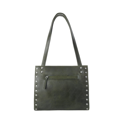 Myra Zidana Aria Amethyst Veg Tanned Leather Tote Bag in Dark Fern