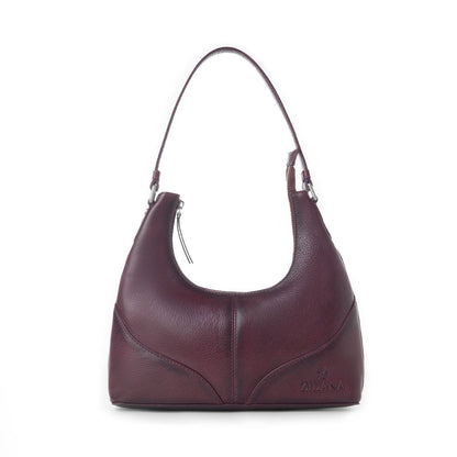 Myra Zidana Winchester Loop Veg Tanned Leather Shoulder Bag in Saddle Rose