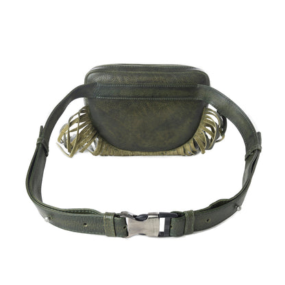 Myra Zidana Stormy Trails Fringed Veg Tanned Leather Bag in Dusty Pine