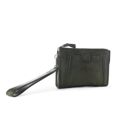 Myra Zidana Bandera Ridge Veg Tanned Leather Wristlet in Desert Pine