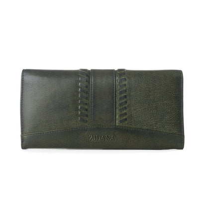Myra Zidana Santa Fe Woven Veg Tanned Leather Wallet in Luna Green