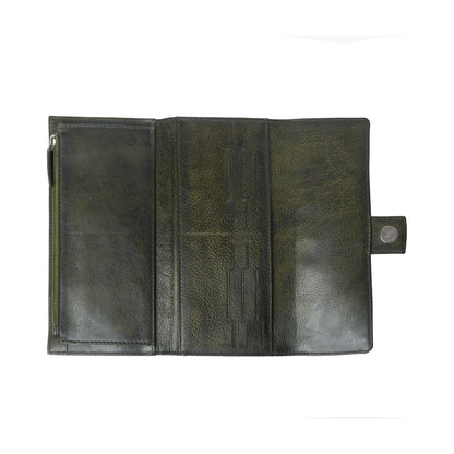 Myra Zidana Santa Fe Woven Veg Tanned Leather Wallet in Luna Green