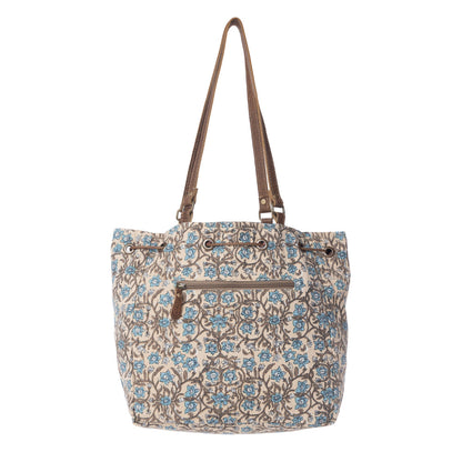 Myra Southern Bloom Cotton & Leather Bucket Bag in Oasis Cream