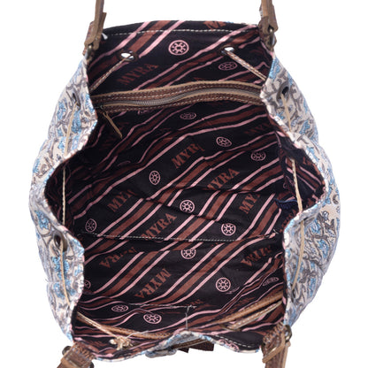 Myra Southern Bloom Cotton & Leather Bucket Bag in Oasis Cream