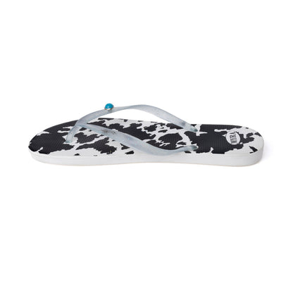 Myra Shadow Ranch Cowhide Slippers in Stormhorn Black