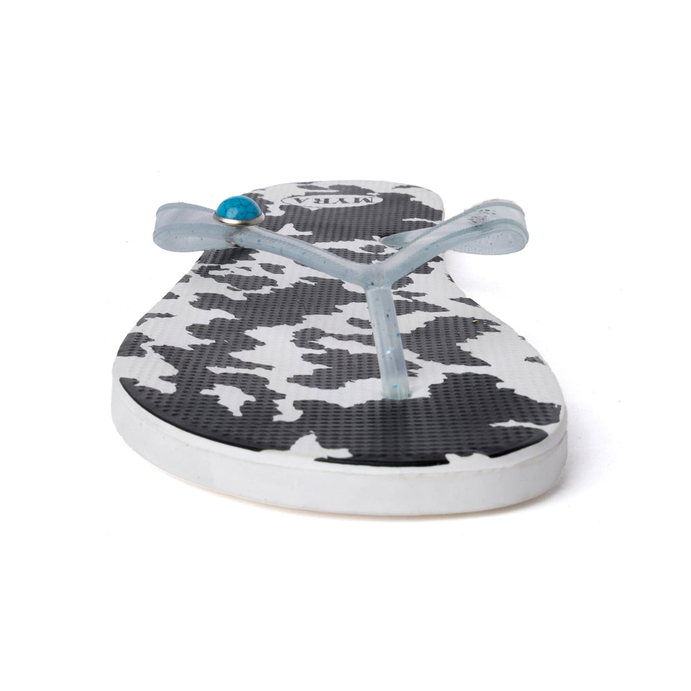 Myra Shadow Ranch Cowhide Slippers in Stormhorn Black
