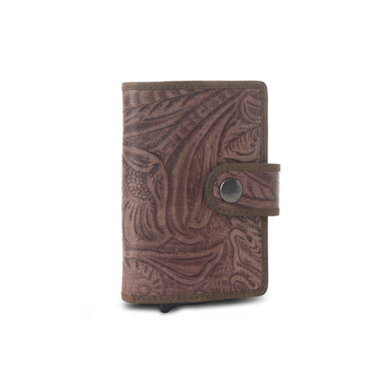 Myra Laredo Trail Leather Credit Card Holder in Smoky Walnut