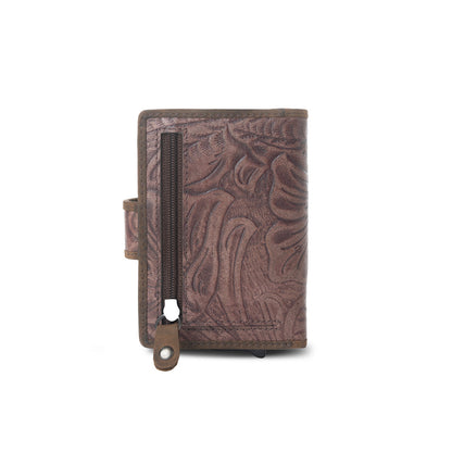 Myra Laredo Trail Leather Credit Card Holder in Smoky Walnut