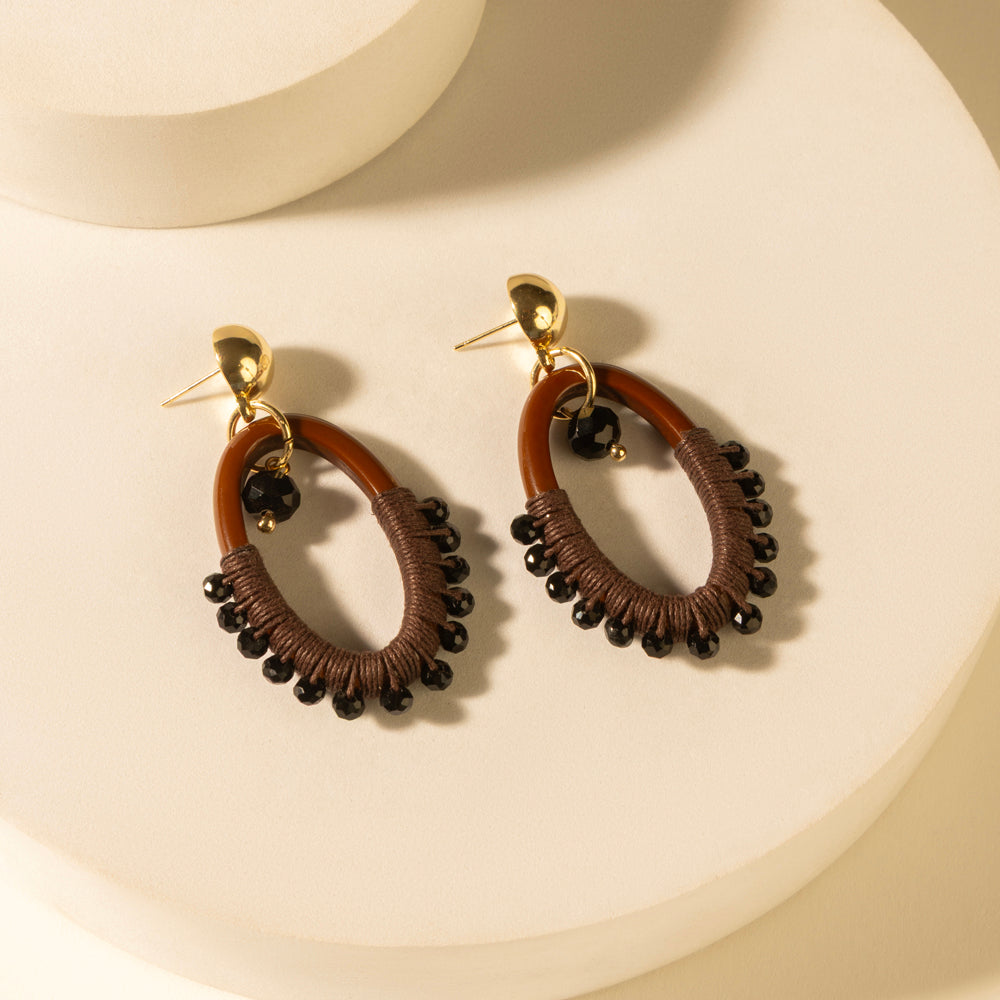 Myra Loom ovals earrings in brown