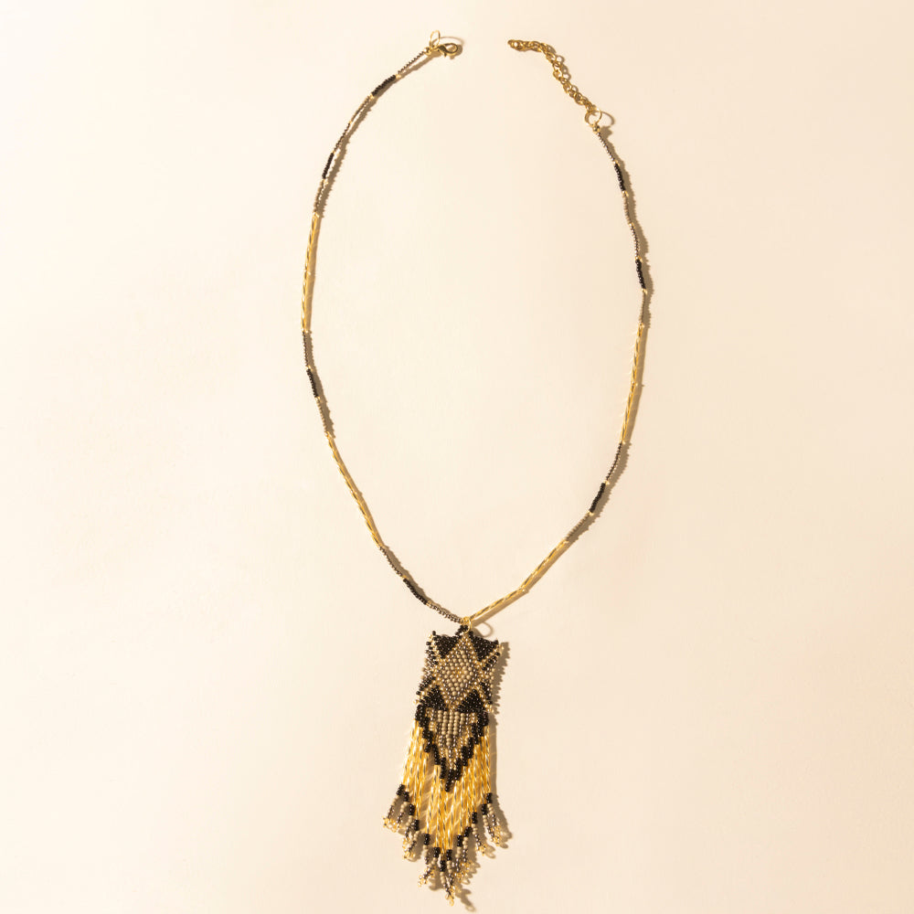 Myra Sun Strung Beaded Necklace in Brown