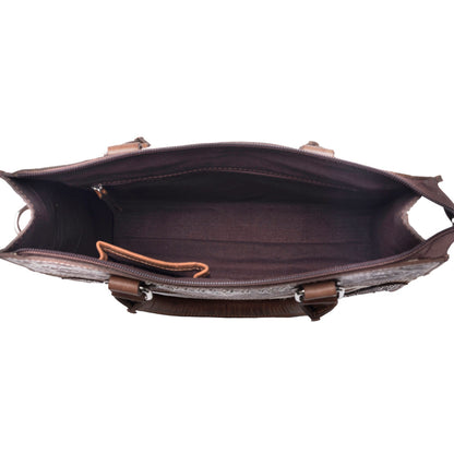 Myra Timber Trail Hairon Leather Concealed Carry Bag in Cream Mocha