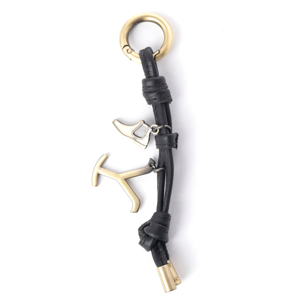 Myra Yellowstone Longhorn Leather Key Fob in Midnight Bridle