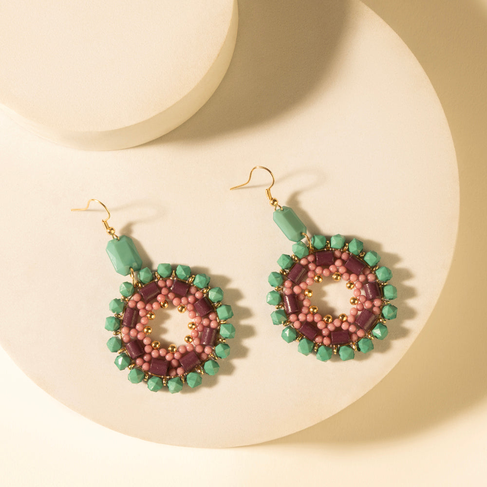 Myra Medallion Earrings in Turquoise Plum