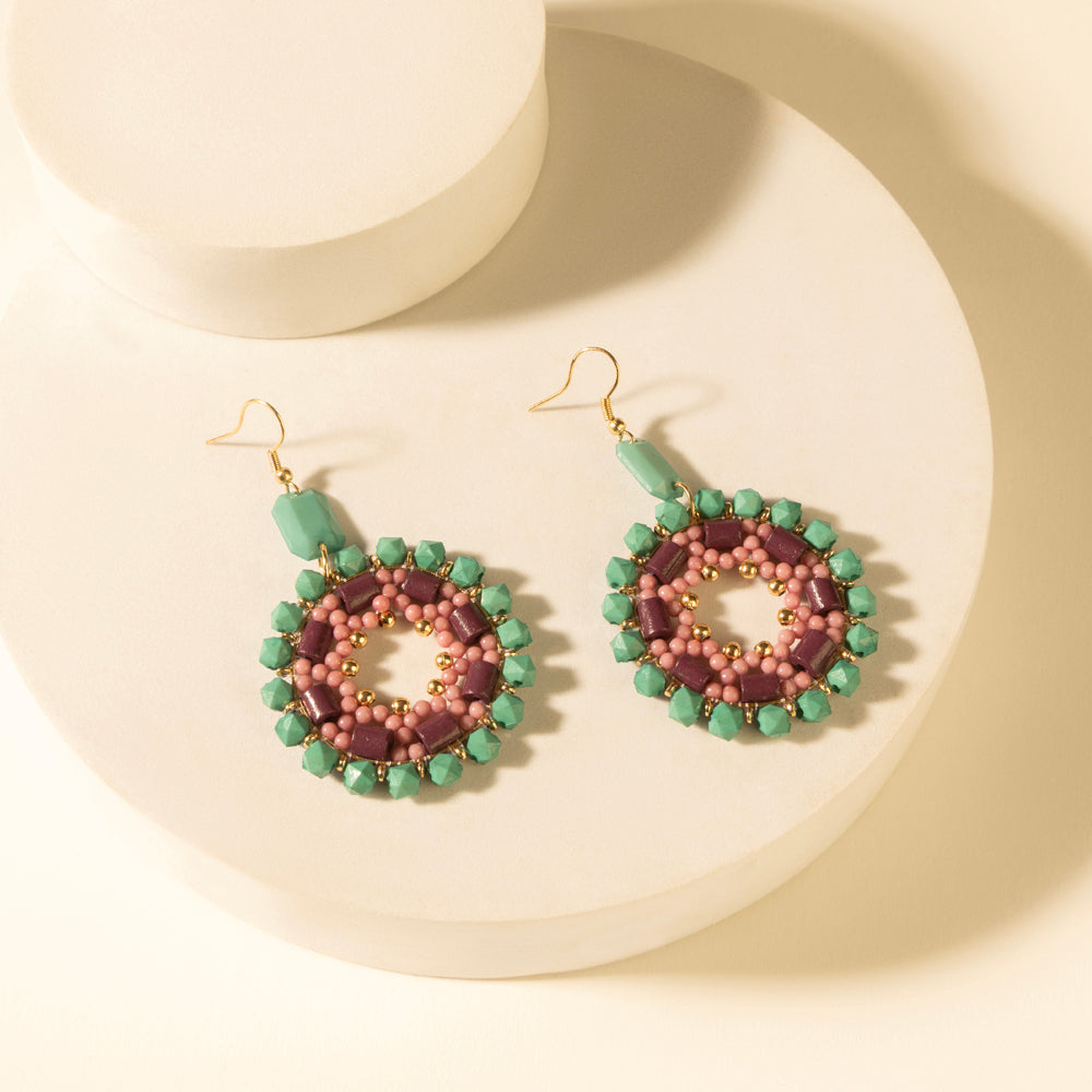 Myra Medallion Earrings in Turquoise Plum