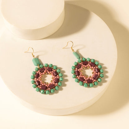 Myra Medallion Earrings in Turquoise Plum