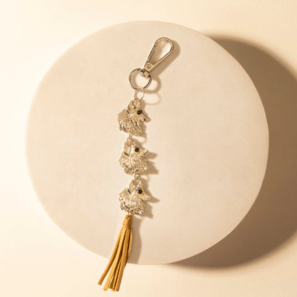 Myra Rangefeather Fringe Keychain in Saddle Tan