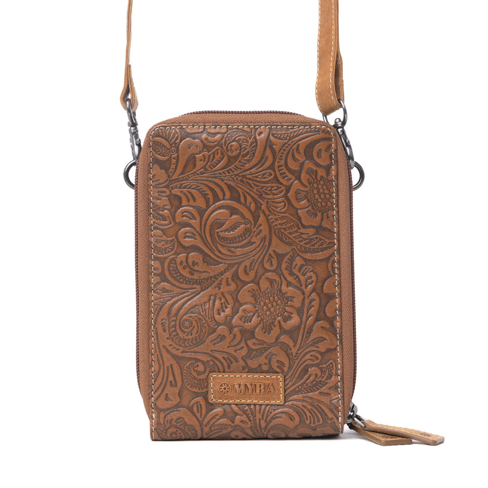 Myra Rustler Ridge Embossed Leather Hairon Sling Bag in Sandstone Cream