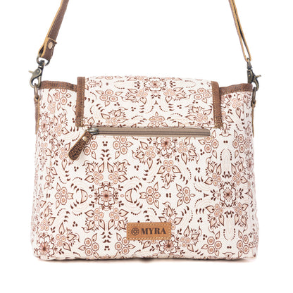 Myra Oakline Cotton & Leather Shoulder Bag in Mocha Beige