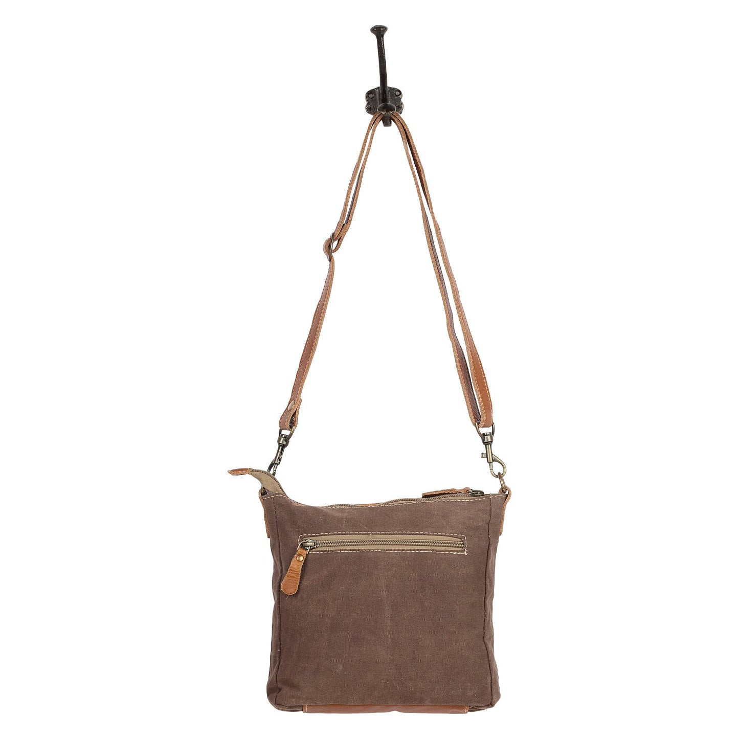 Myra Dizzy Circle Leather Shoulder Bag for Women â€“ Sunburst Floral Print, Adjustable Strap, Rustic Everyday Companion