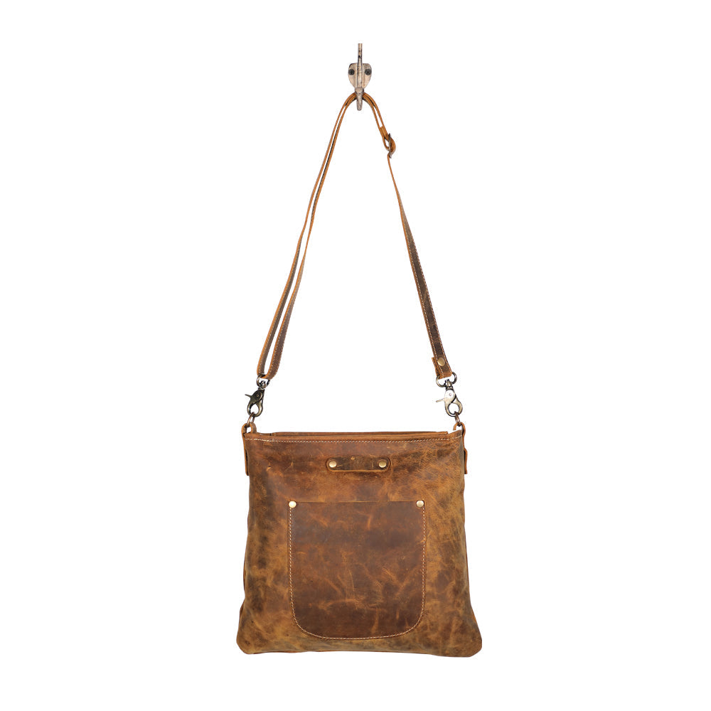 Myra Beast Leather Messenger Bag for Women â€“ Distressed Brown Full-Grain Leather with Adjustable Strap and Front Pocket
