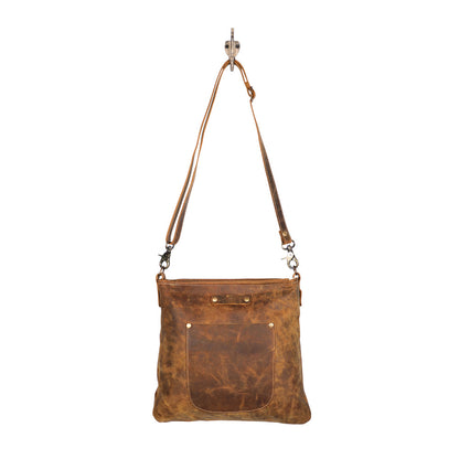 Myra Beast Leather Messenger Bag for Women â€“ Distressed Brown Full-Grain Leather with Adjustable Strap and Front Pocket