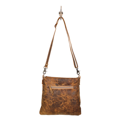 Myra Beast Leather Messenger Bag for Women â€“ Distressed Brown Full-Grain Leather with Adjustable Strap and Front Pocket