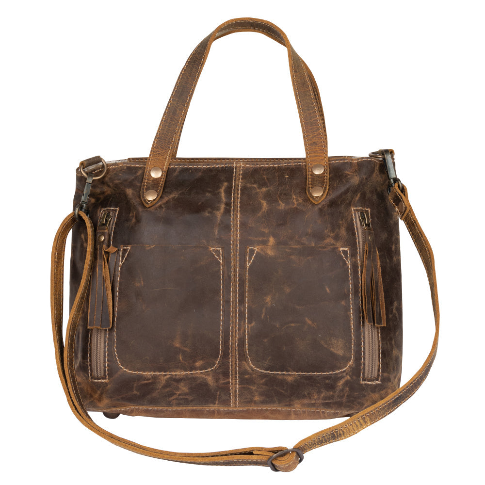 Myra Ultimate Choice Brown Suede Leather Handbag for Women â€“ Twin Top Handles, Crossbody Strap, Double Front Pockets