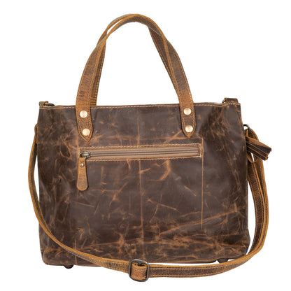 Myra Ultimate Choice Brown Suede Leather Handbag for Women â€“ Twin Top Handles, Crossbody Strap, Double Front Pockets