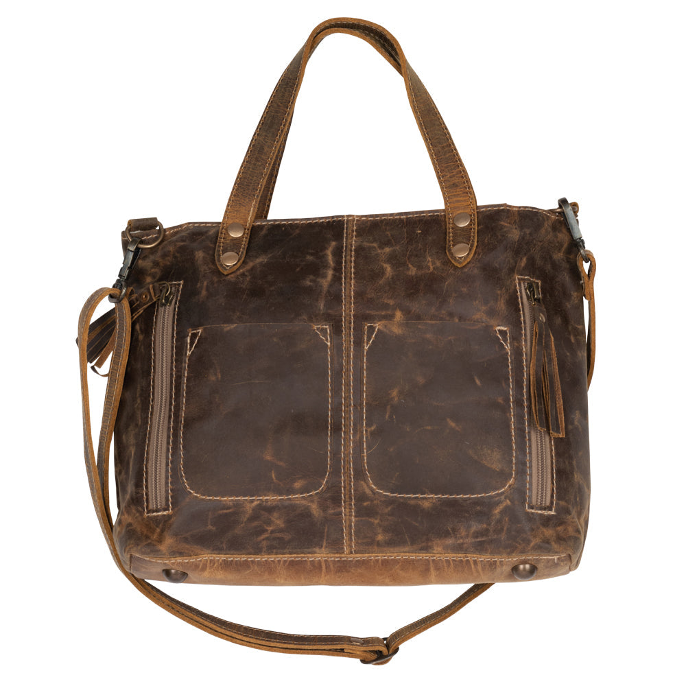 Myra Ultimate Choice Brown Suede Leather Handbag for Women â€“ Twin Top Handles, Crossbody Strap, Double Front Pockets