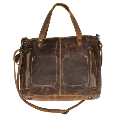 Myra Ultimate Choice Brown Suede Leather Handbag for Women â€“ Twin Top Handles, Crossbody Strap, Double Front Pockets